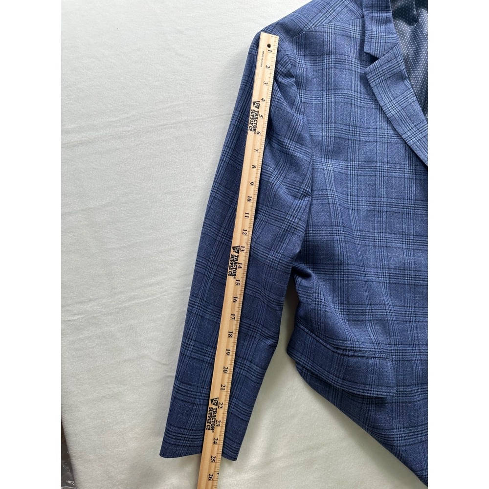 Shaquille Oneal XLG Mens Blue Plaid Suit Separate Blazer Jacket - Picture 12 of 12